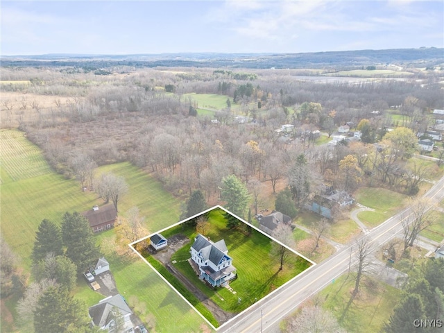 drone / aerial view with a rural view