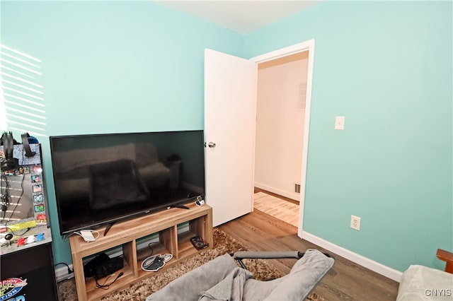 living room with hardwood / wood-style floors