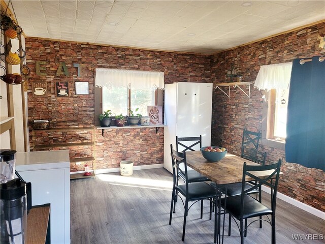 dining room with dark wood-type flooring