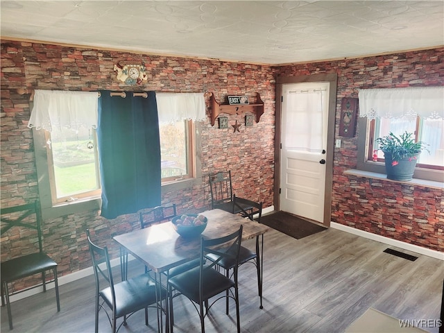 dining room featuring hardwood / wood-style floors and a wealth of natural light