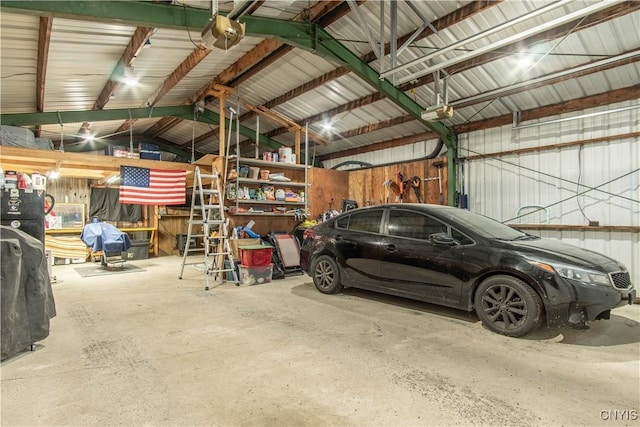 garage with a garage door opener