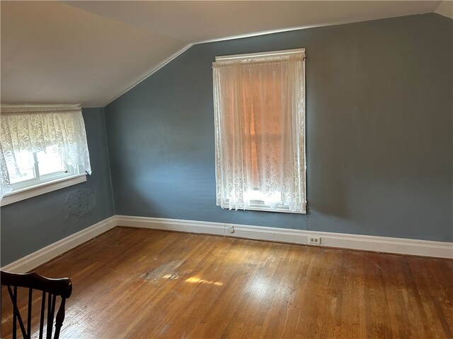 bonus room featuring hardwood / wood-style floors and lofted ceiling