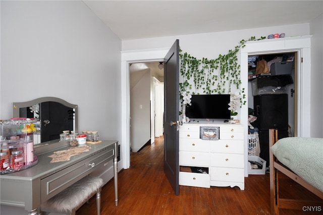 bedroom featuring dark hardwood / wood-style floors