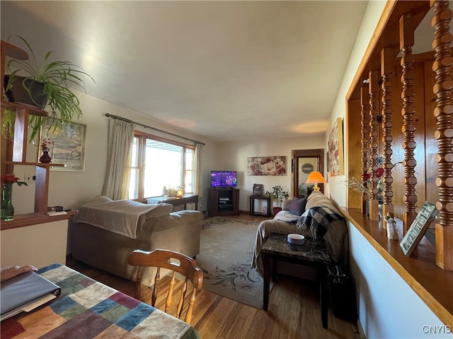 living room with hardwood / wood-style floors