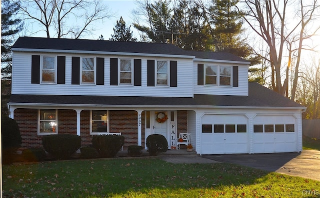 view of front of home with a front lawn and a porch