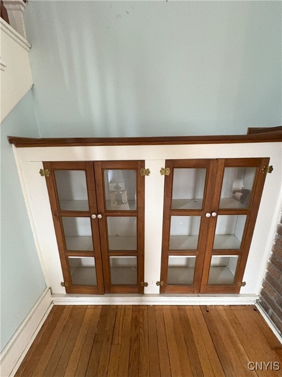 interior space with dark hardwood / wood-style floors