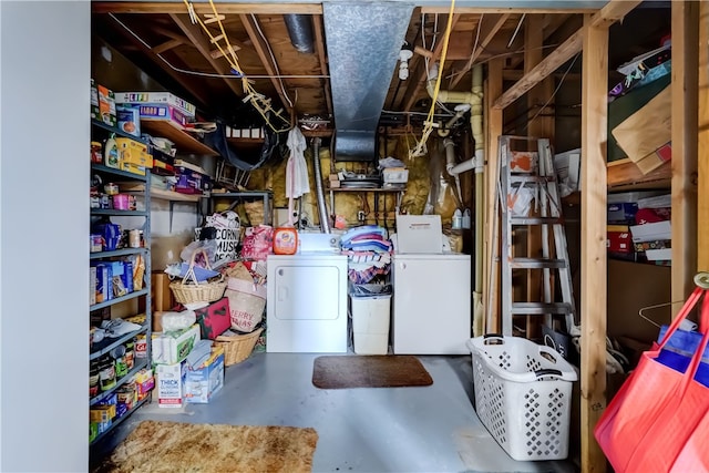 basement featuring washer and dryer