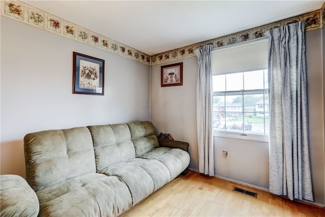 living room with light wood-type flooring