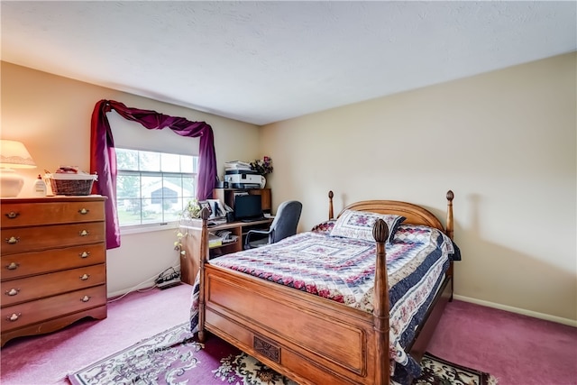 bedroom featuring light colored carpet