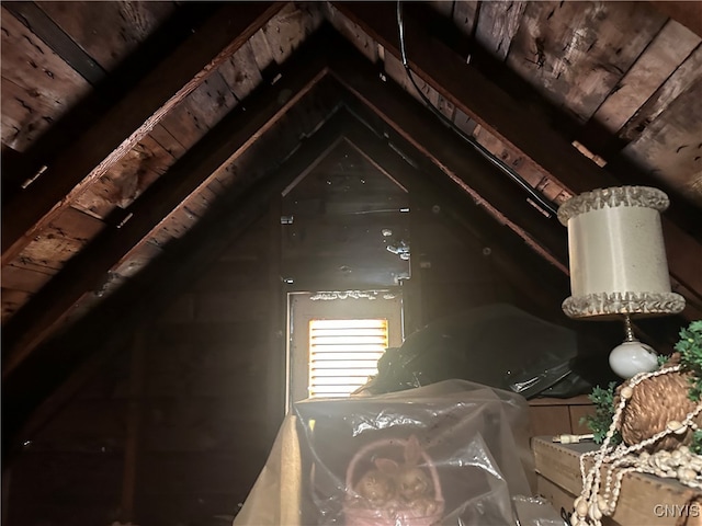 view of unfinished attic