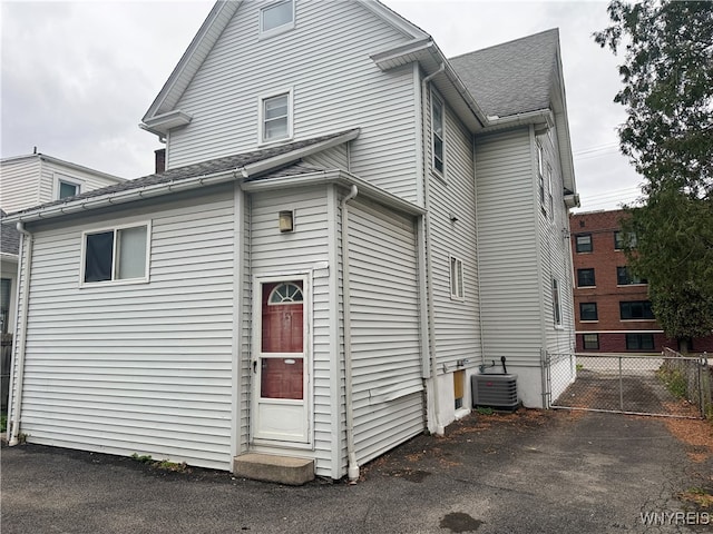 view of home's exterior featuring central air condition unit