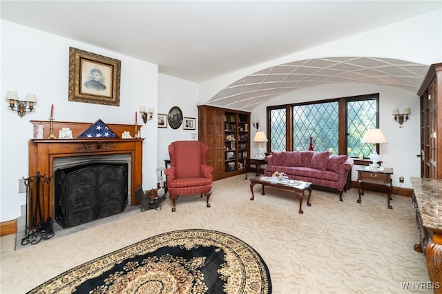 living room featuring carpet