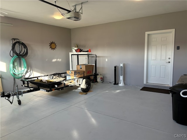 garage with a garage door opener