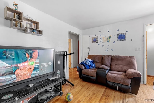 living room with light wood-type flooring