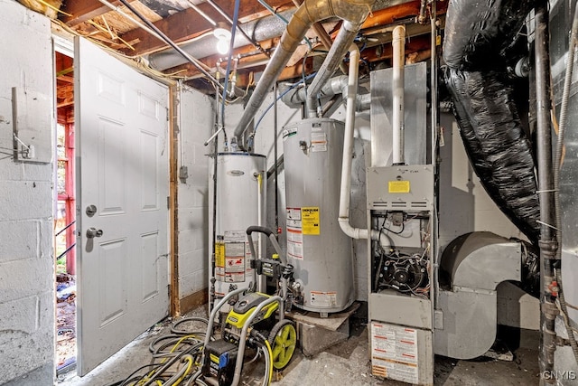 utility room with water heater