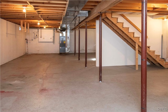 basement with heating unit