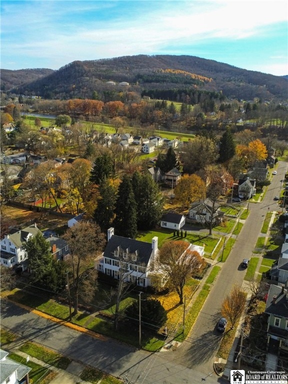 aerial view featuring a mountain view