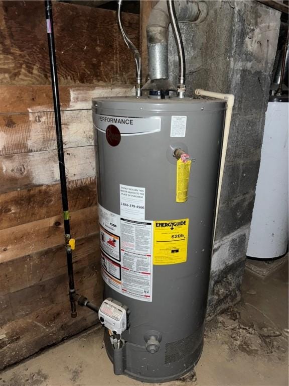 utility room featuring water heater