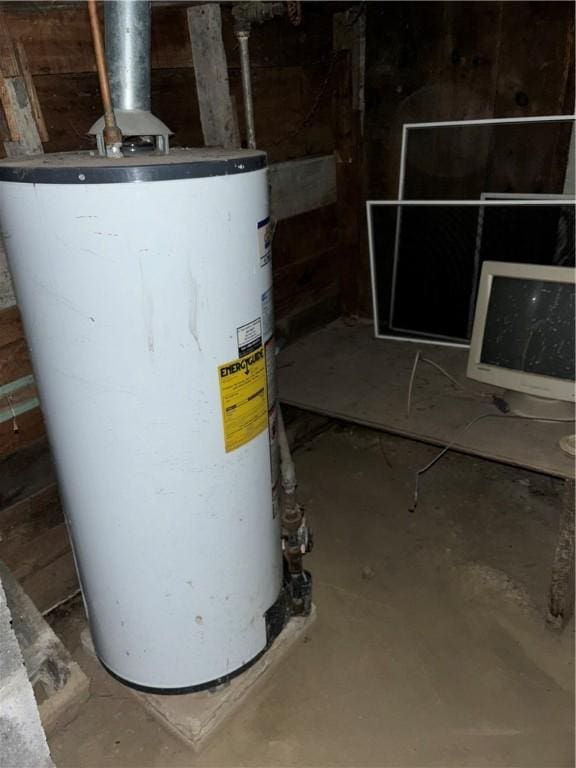 utility room with water heater