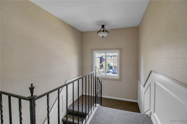 stairs with carpet floors