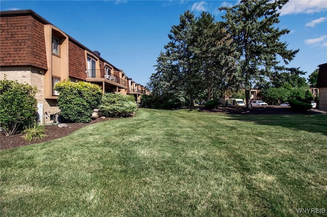 view of yard with a balcony