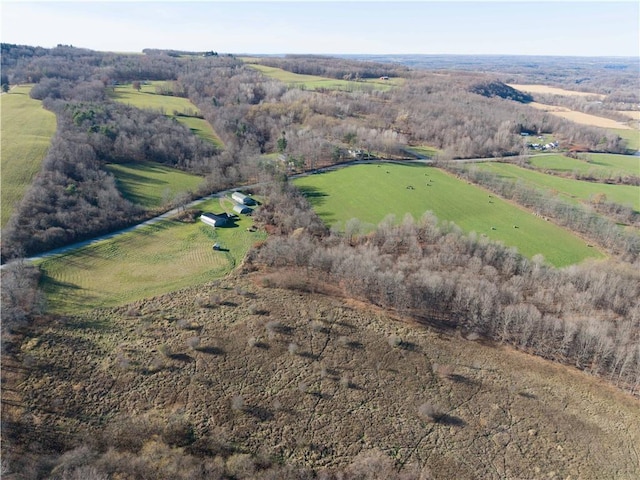 aerial view with a rural view