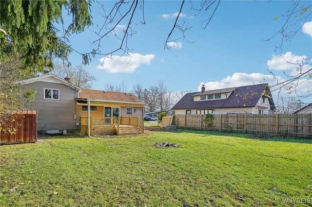 view of yard featuring a deck