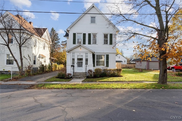 view of front of house featuring a front lawn