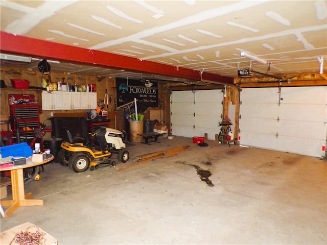 garage with a garage door opener