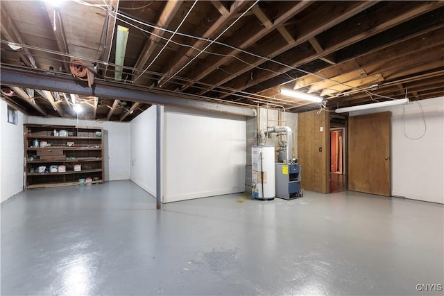 basement with water heater