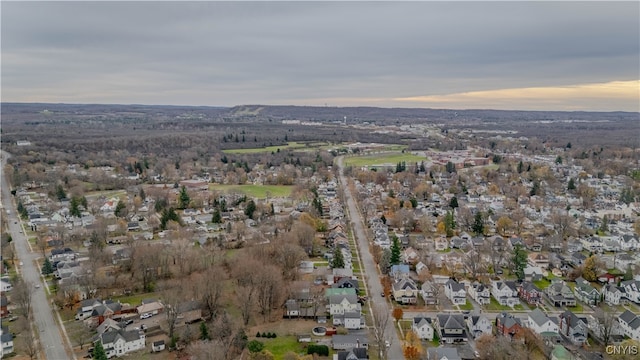 view of aerial view at dusk