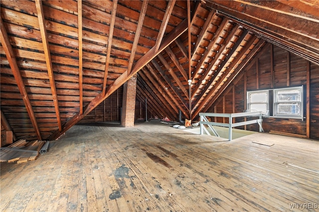 view of unfinished attic