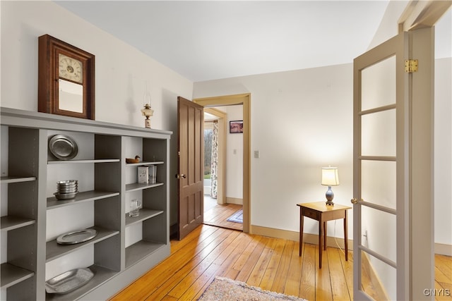 interior space with light hardwood / wood-style flooring