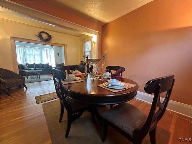 dining room with wood-type flooring