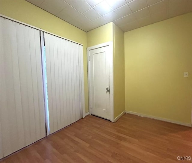 interior space with light hardwood / wood-style floors and a closet