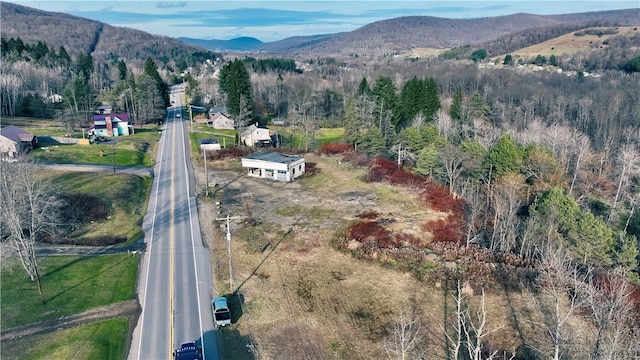 drone / aerial view with a mountain view