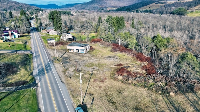 drone / aerial view with a mountain view