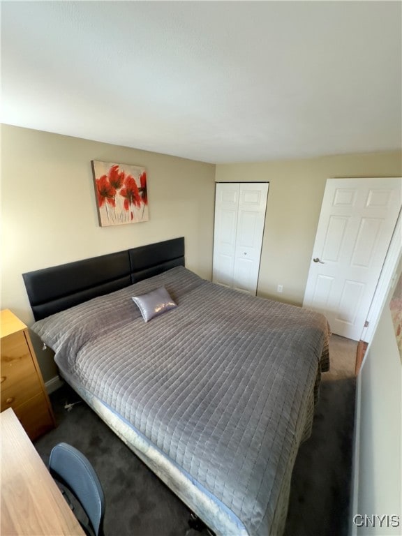 bedroom with a closet and carpet