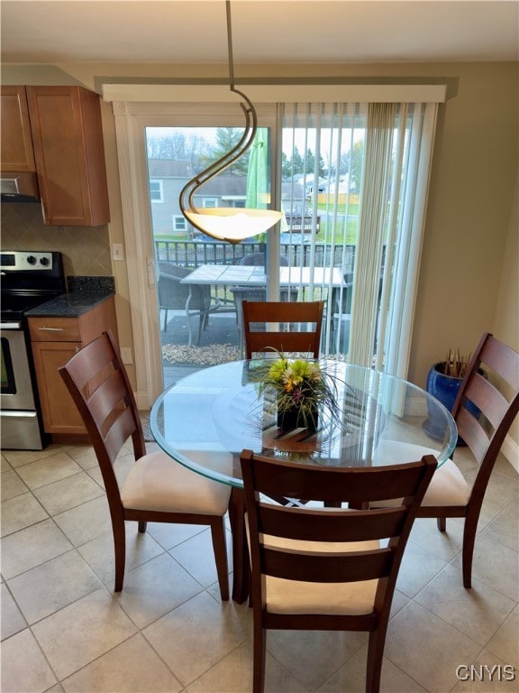 view of tiled dining area