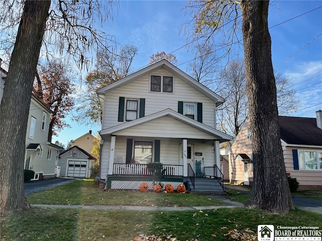 view of front of property with a porch and a front yard