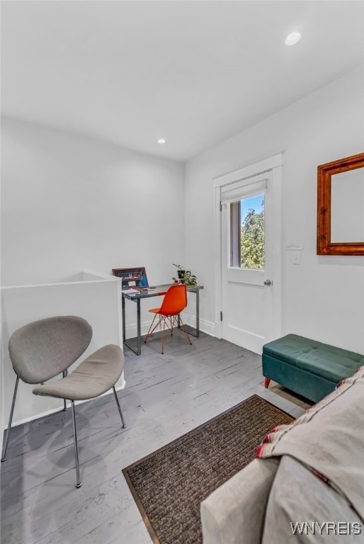 living area featuring hardwood / wood-style flooring