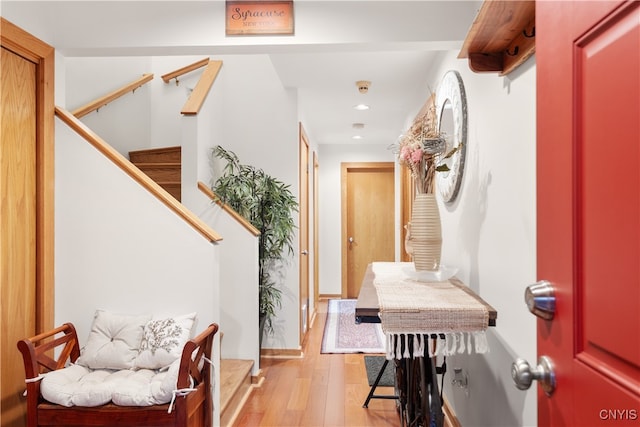 entrance foyer with light wood-type flooring