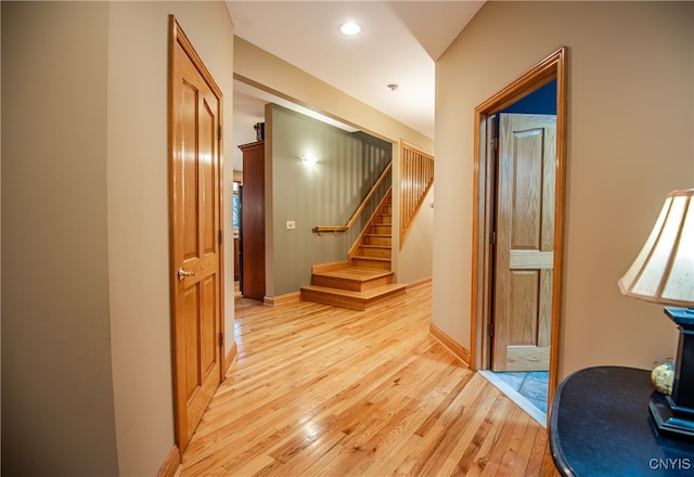 hallway featuring light wood-type flooring