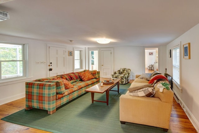 living room with hardwood / wood-style floors