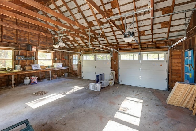 garage with a garage door opener