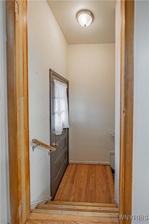 doorway featuring light wood-type flooring