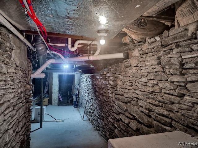 view of unfinished basement