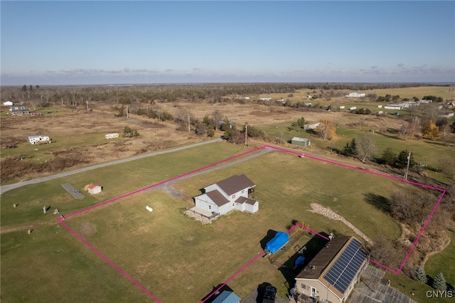 aerial view featuring a rural view