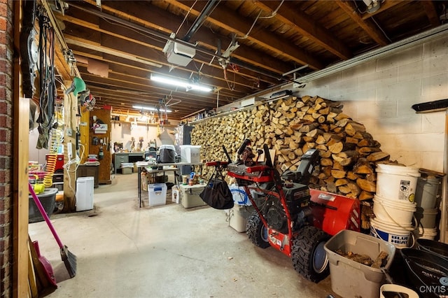 basement featuring a workshop area