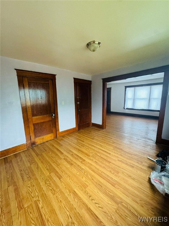 interior space with light hardwood / wood-style floors